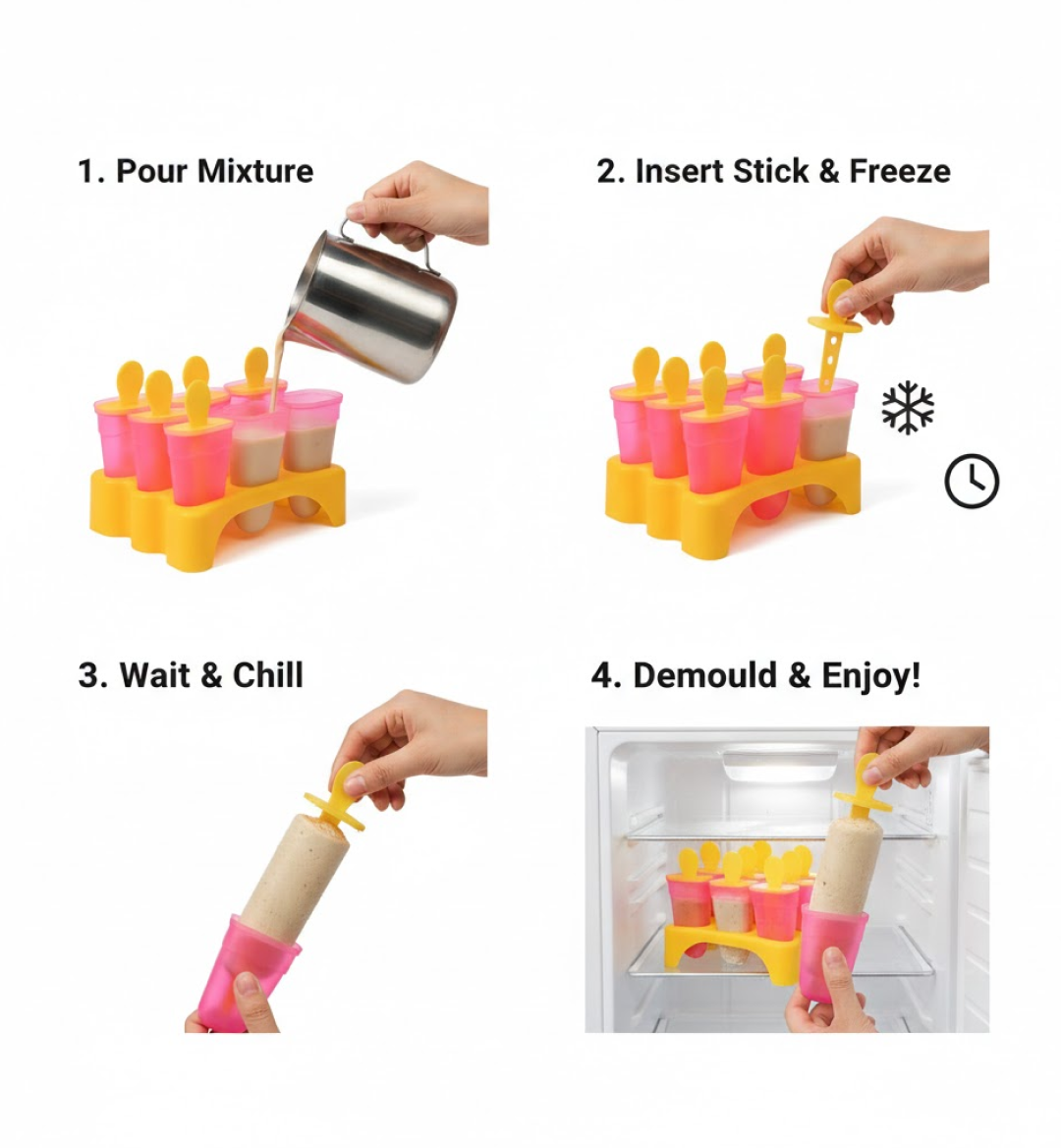 Top view of individual plastic kulfi moulds