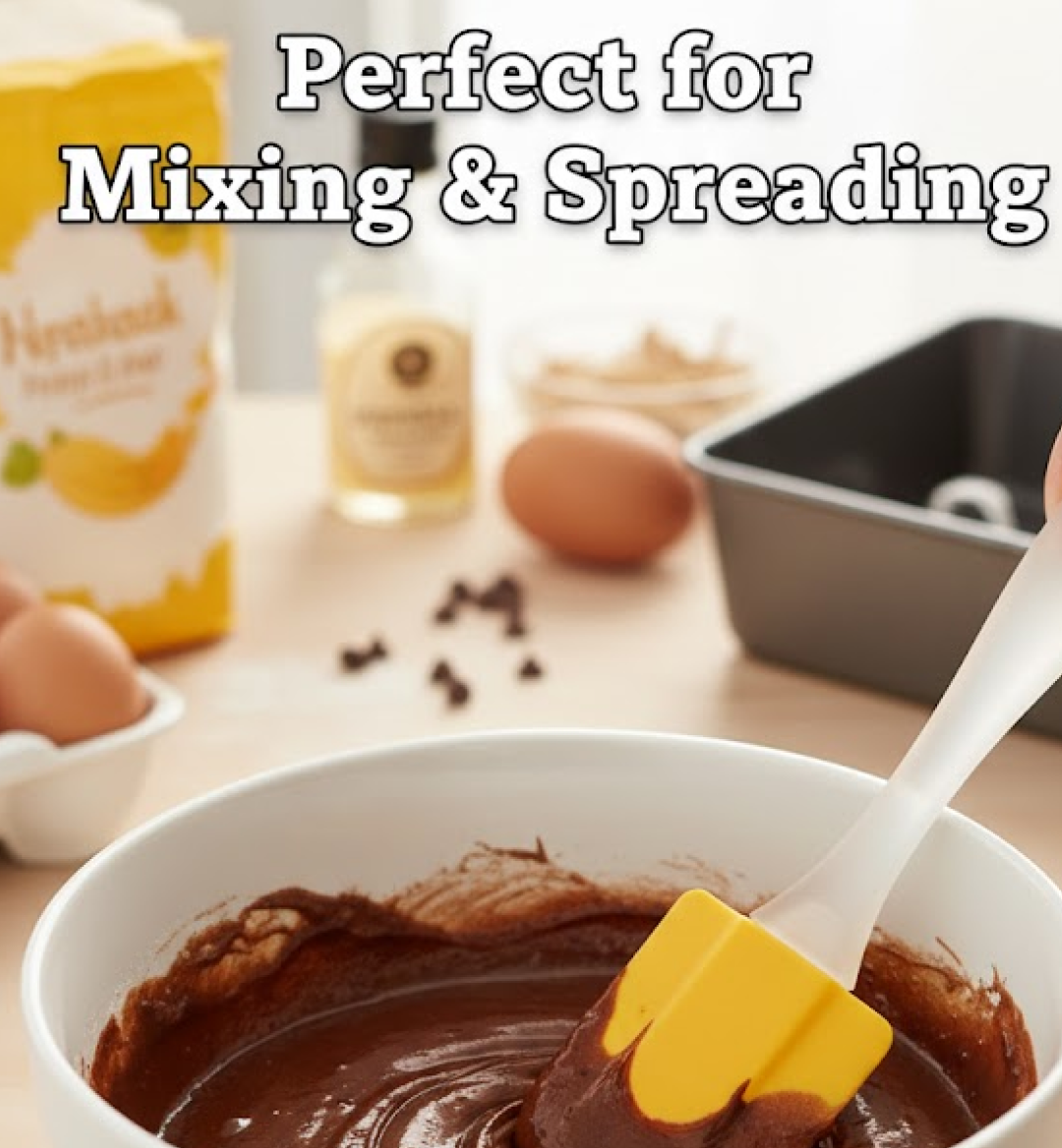 Silicone spatula with baking ingredients