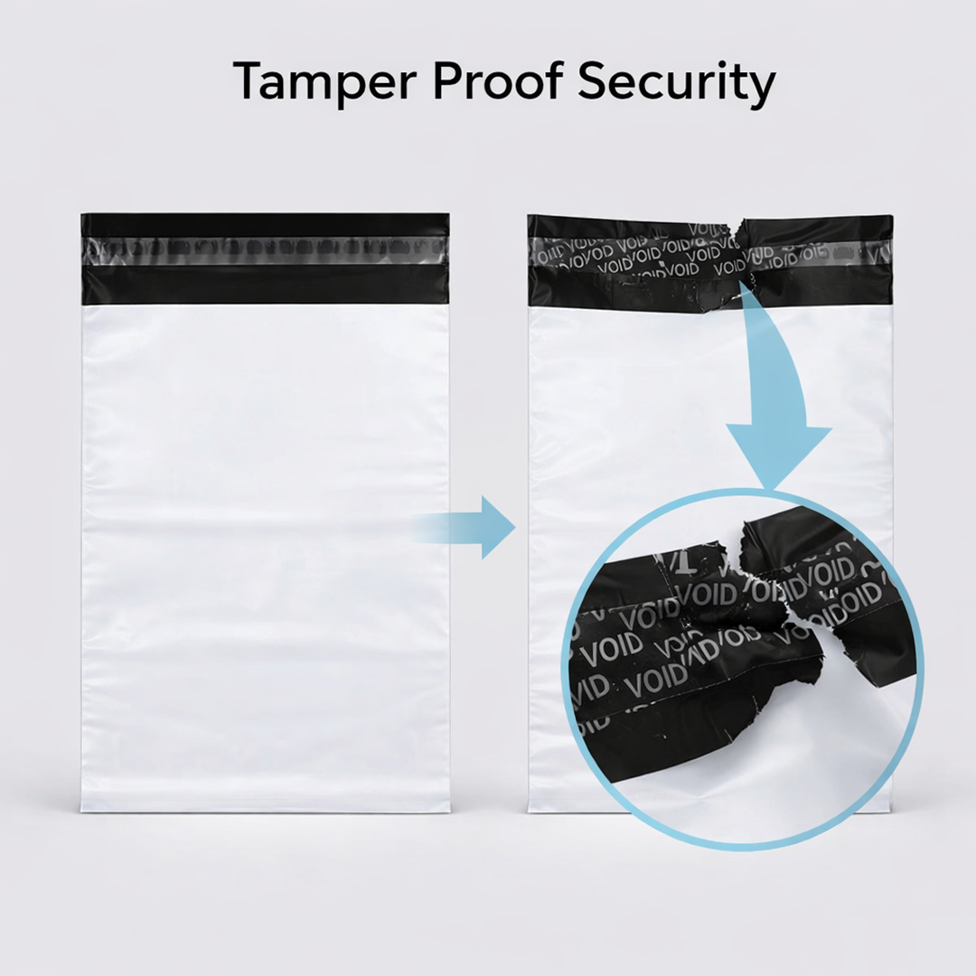 Courier bag with tamper proof seals shown