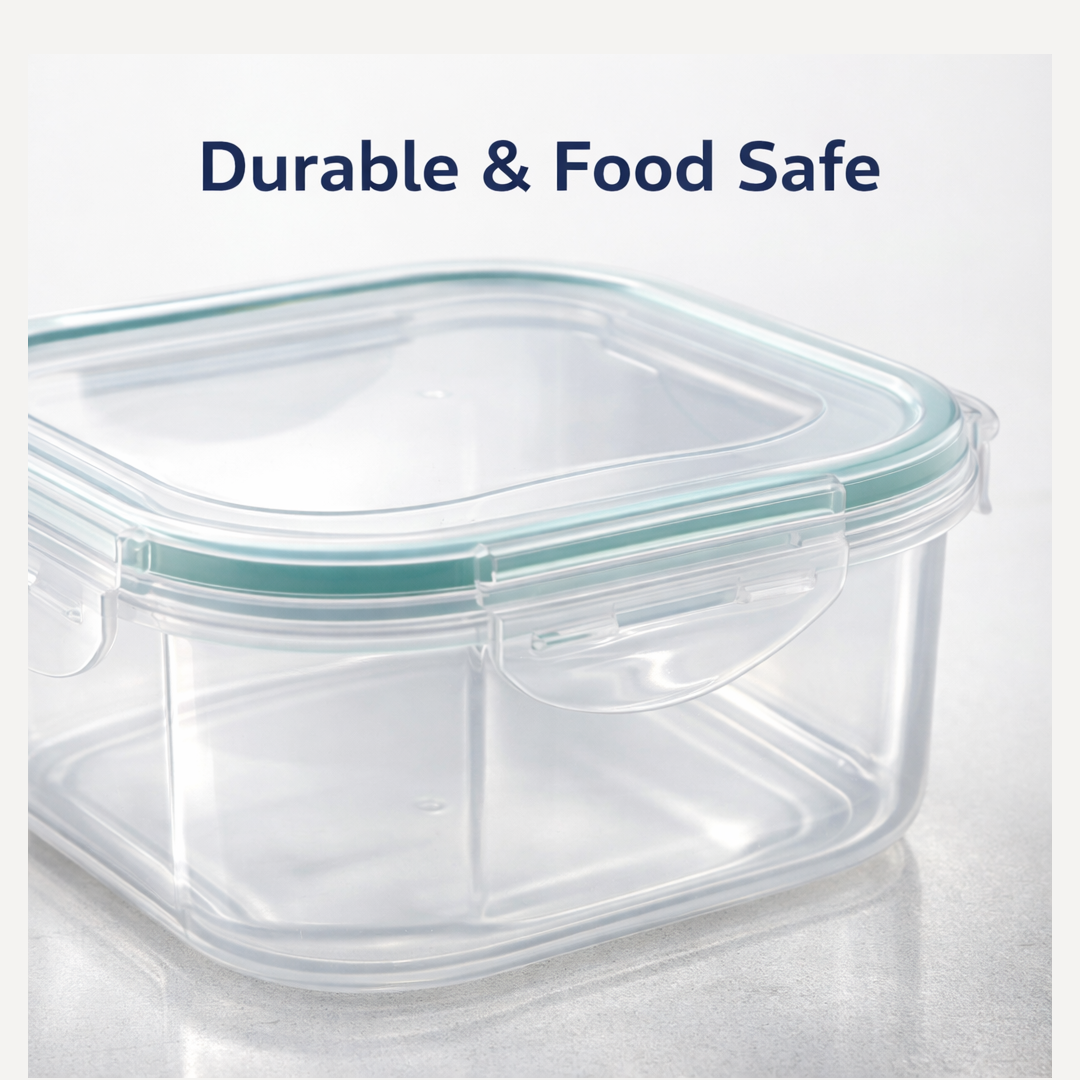 Microwave safe food container with steam vent.