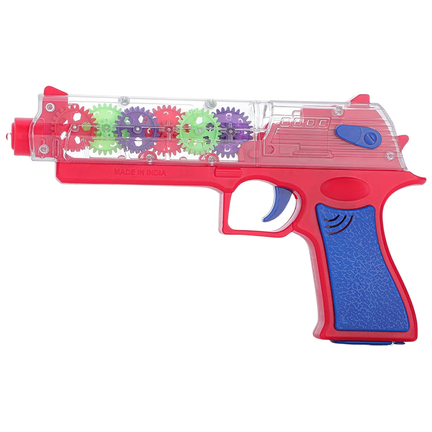 Top-down view of the transparent gear toy gun