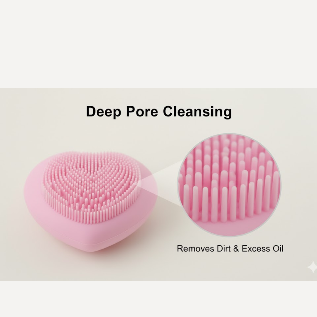 Compact heart-shaped facial scrubber for women