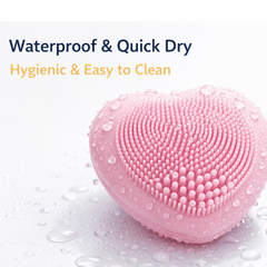 Heart-shaped silicone face wash brush front view