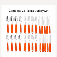 New Stylish 24 Pcs Plastic, Stainless Steel Cutlery Set (Pack of 24)