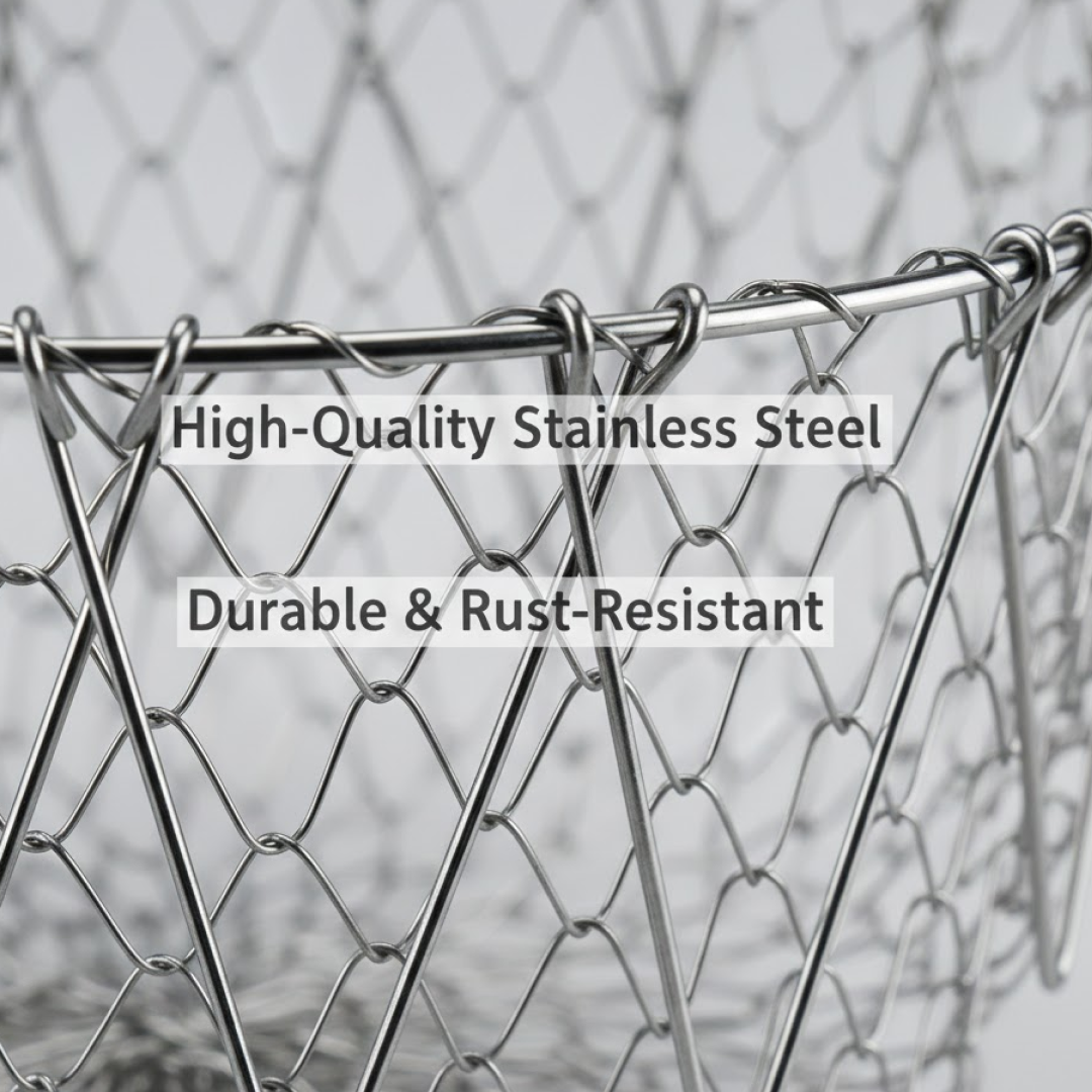 Foldable strainer basket dimensions illustration
