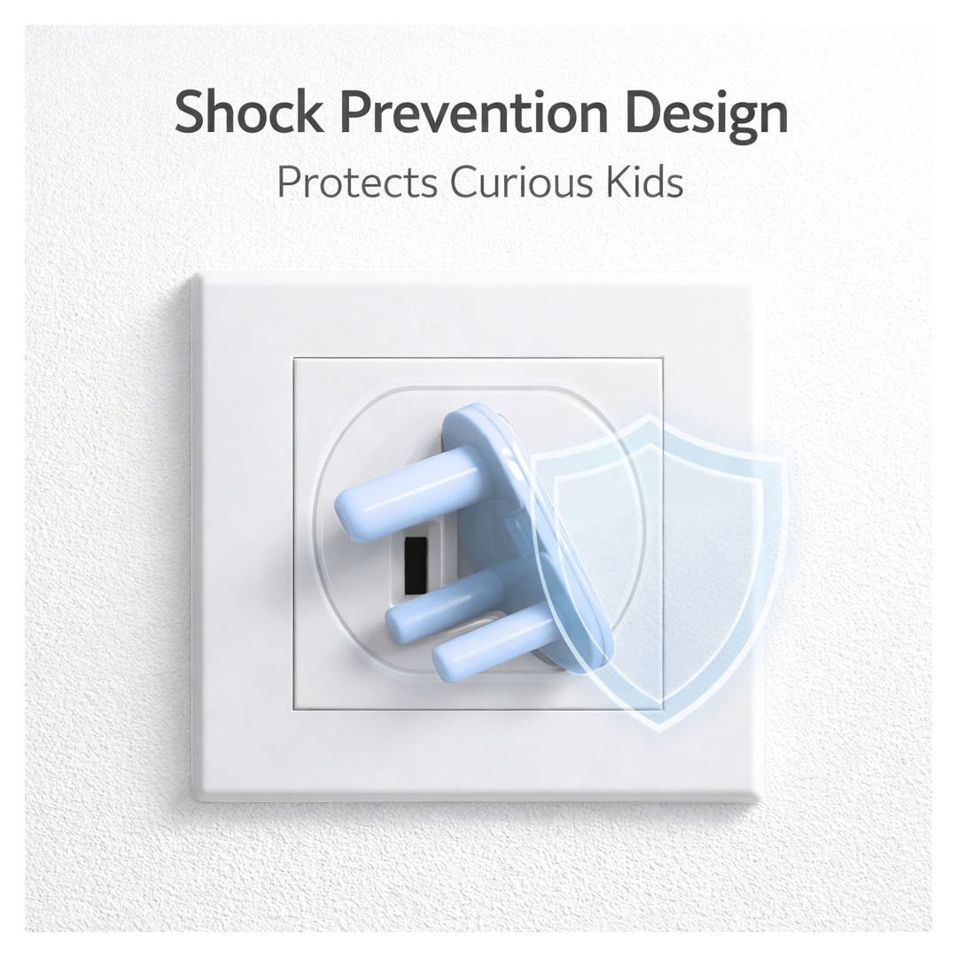 Triangle safety cover guard installed in electric socket