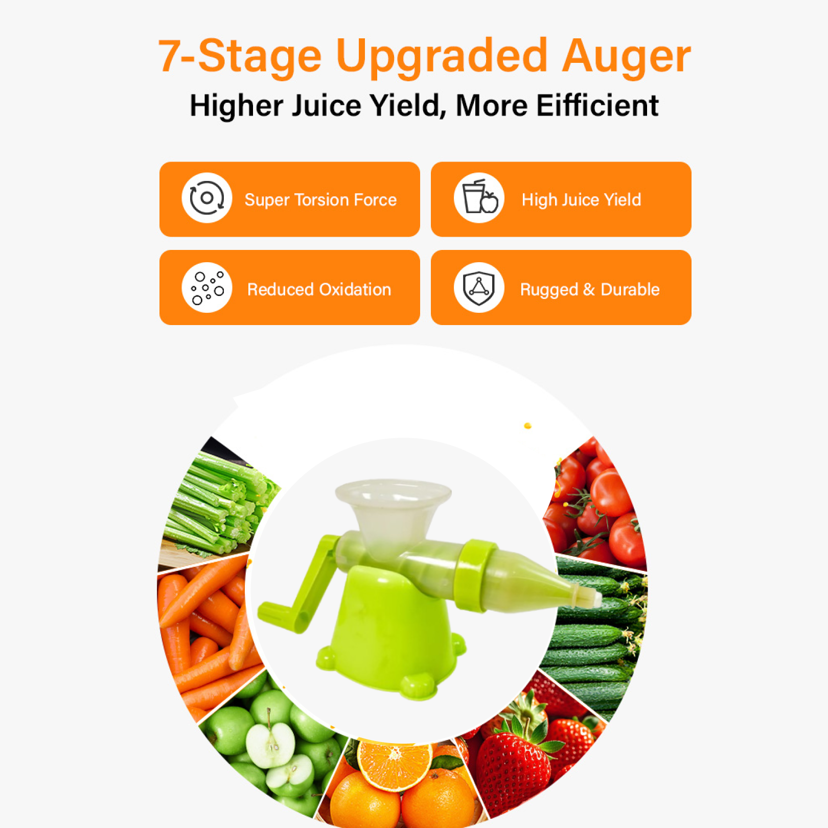 Manual juicer compact size display