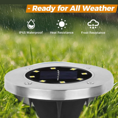 Solar garden lights with stainless steel casing and LED illumination