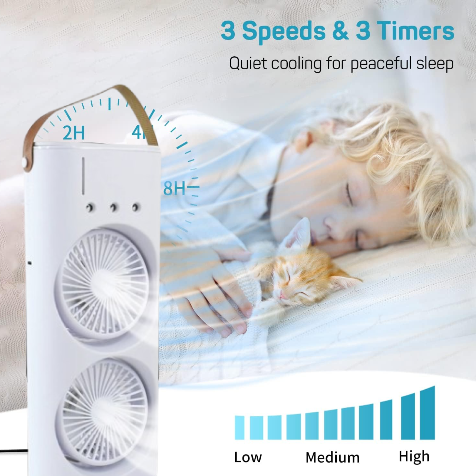 Electric Desktop Double-Head Fan in use lifestyle shot