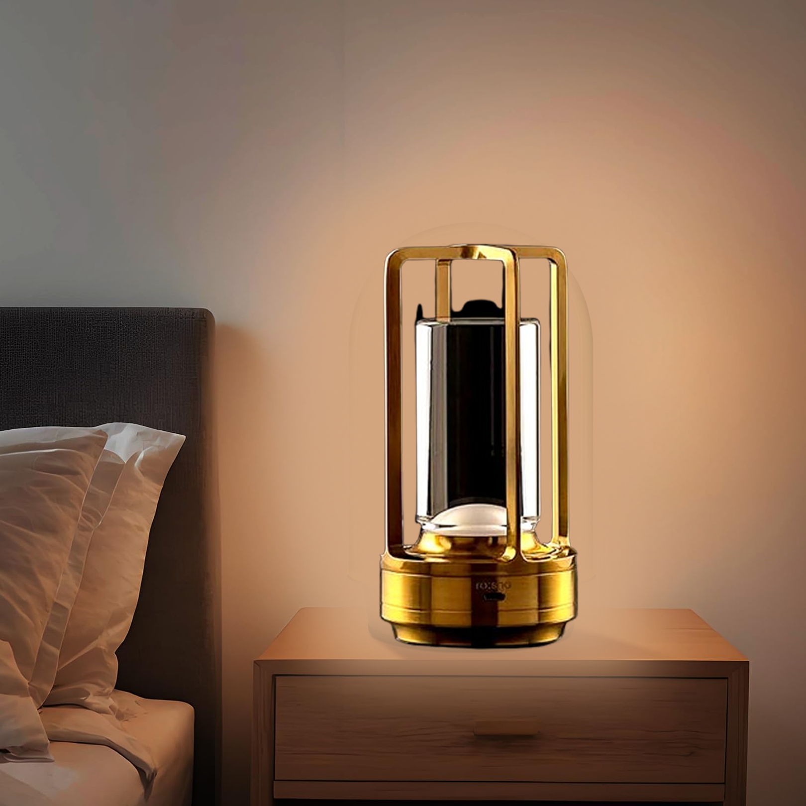 Crystal Lantern Table Lamp with cool yellow light mode