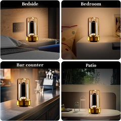 Close-up front view of Crystal Lantern Table Lamp