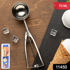 Premium Stainless Steel Ice Cream Scoop with Trigger Release –Approx 70 ML Capacity