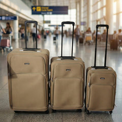 3-piece soft side trolley luggage set front view