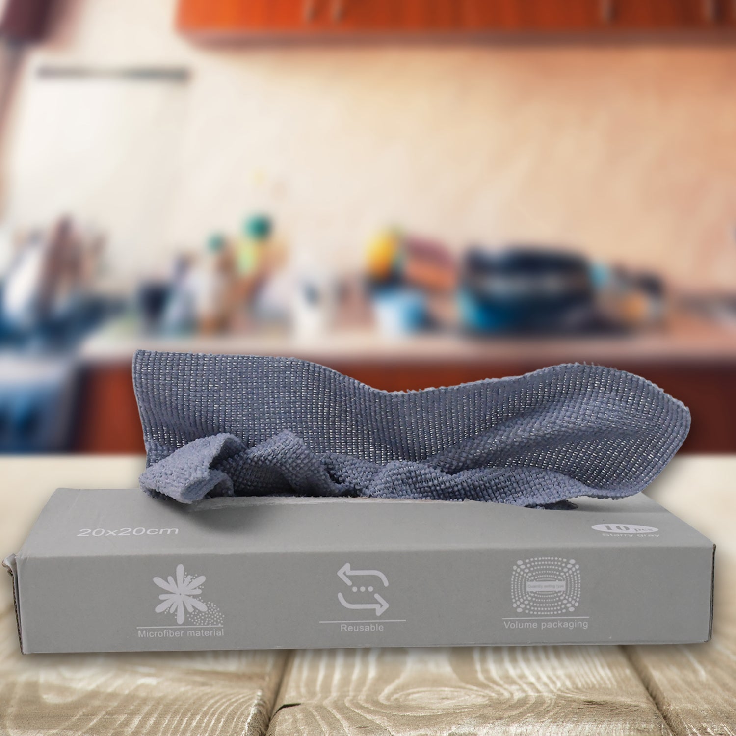 Reusable Cleaning Microfiber Towel (10 sheets, Dispenser Box ...