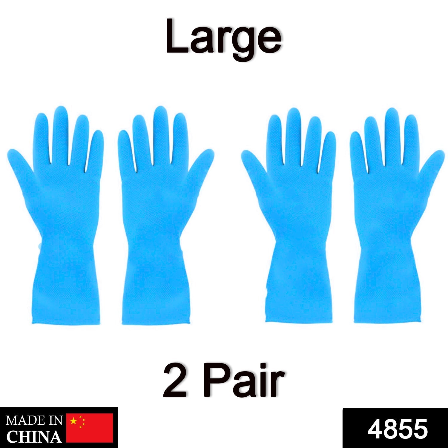 2-Pair Large Blue Multipurpose Gloves â€“ Ideal for Washing, Gardening & Cleaning