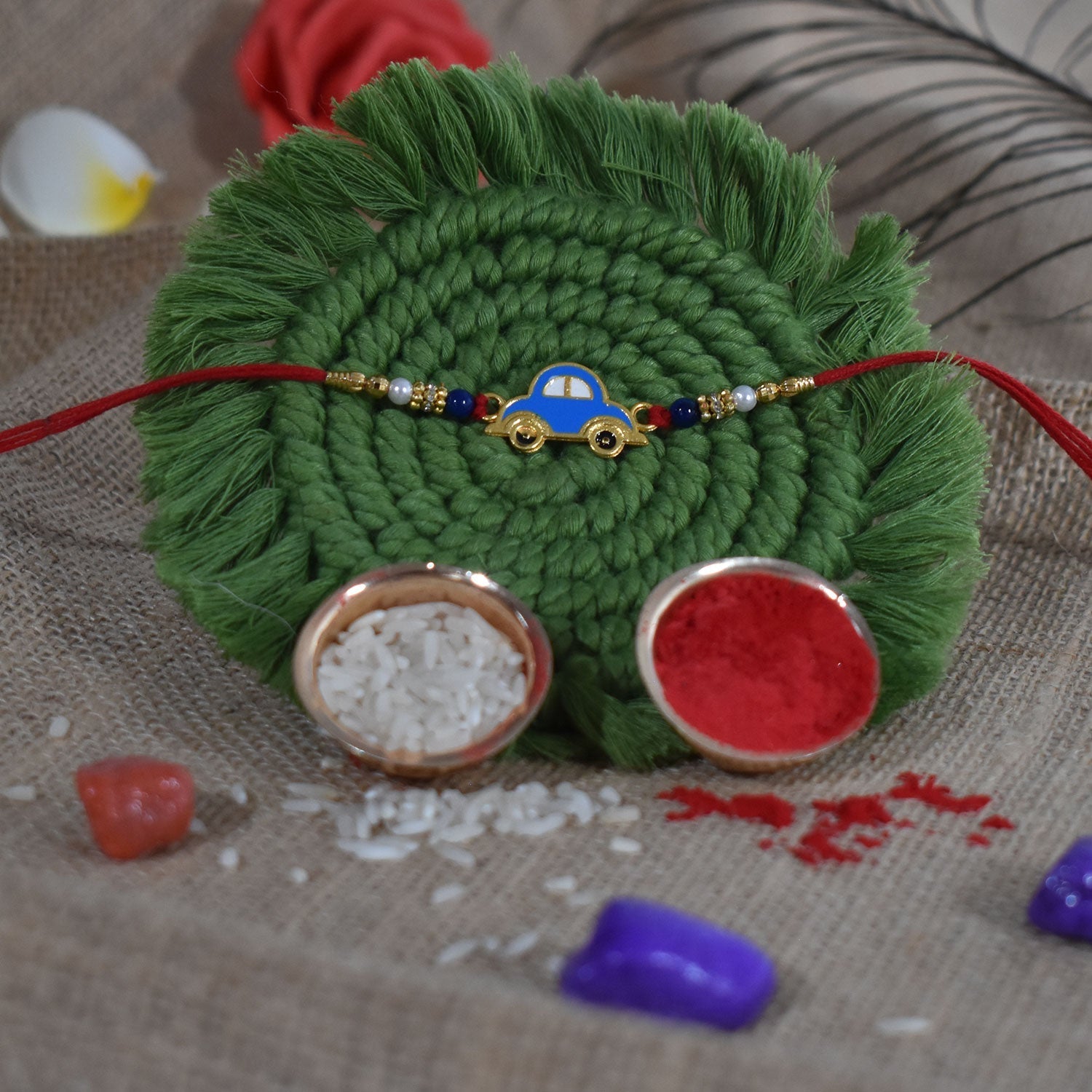 Blue Car Rakhi for Kids