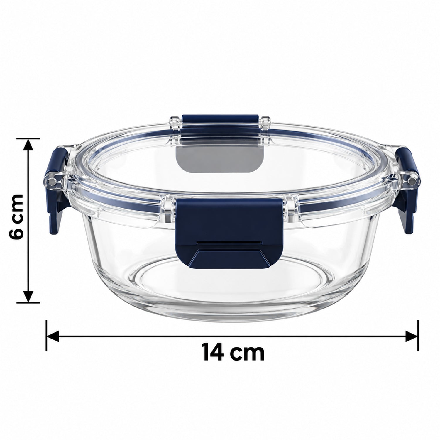 Cello 400ml Round Glass Food Storage Container with Smart Lock Lid (1 Pc)