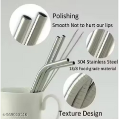 Stainless steel straws with cleaning brush in hand