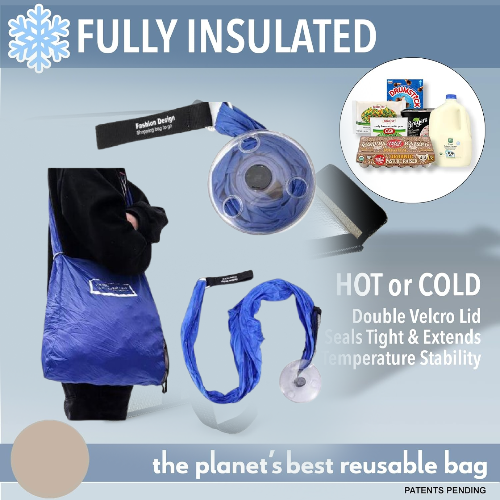 Lightweight and waterproof foldable shopping bag packed in compact round case