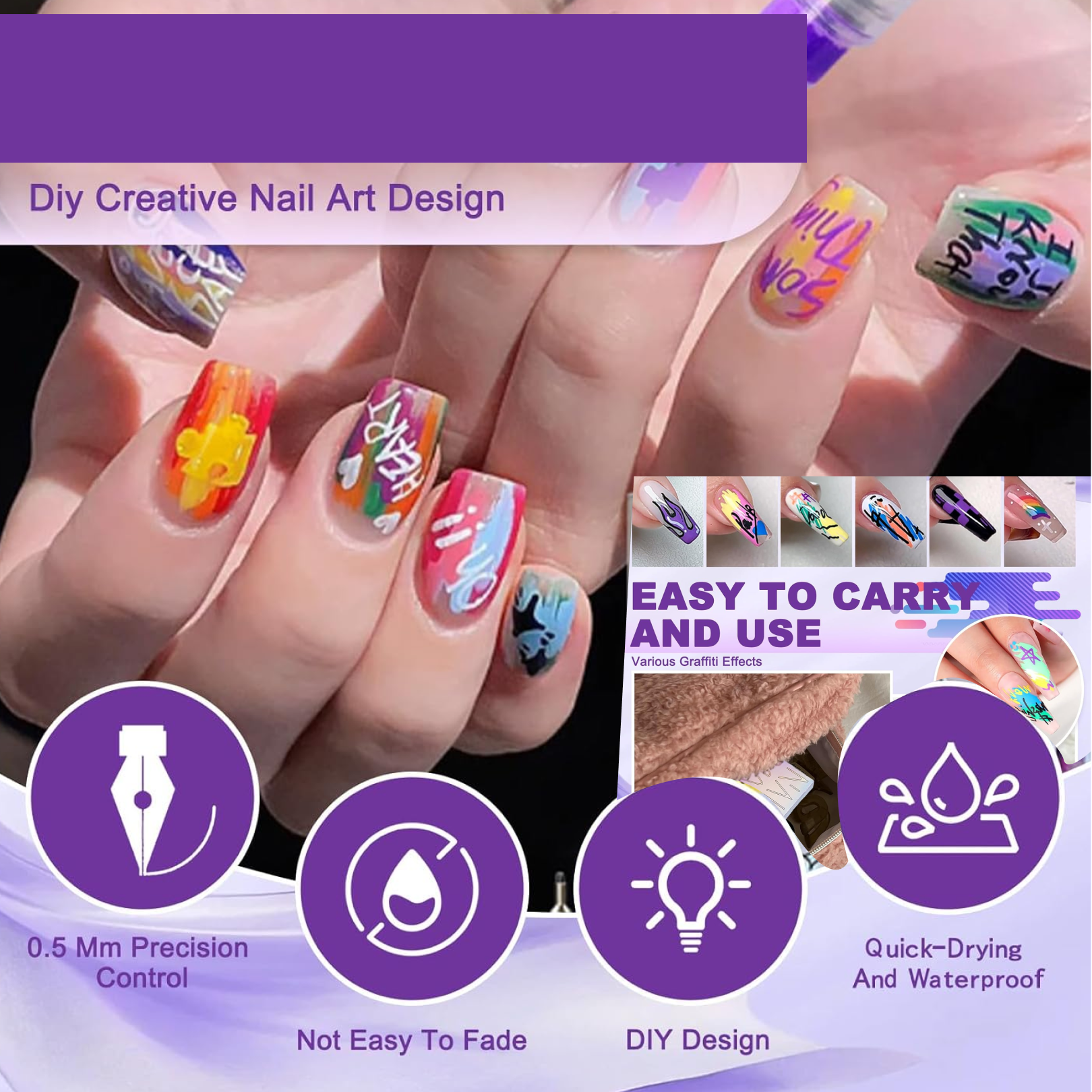 Nail Art Point Pen Set size and scale reference