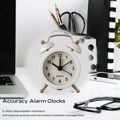 Compact retro twin-bell alarm clock