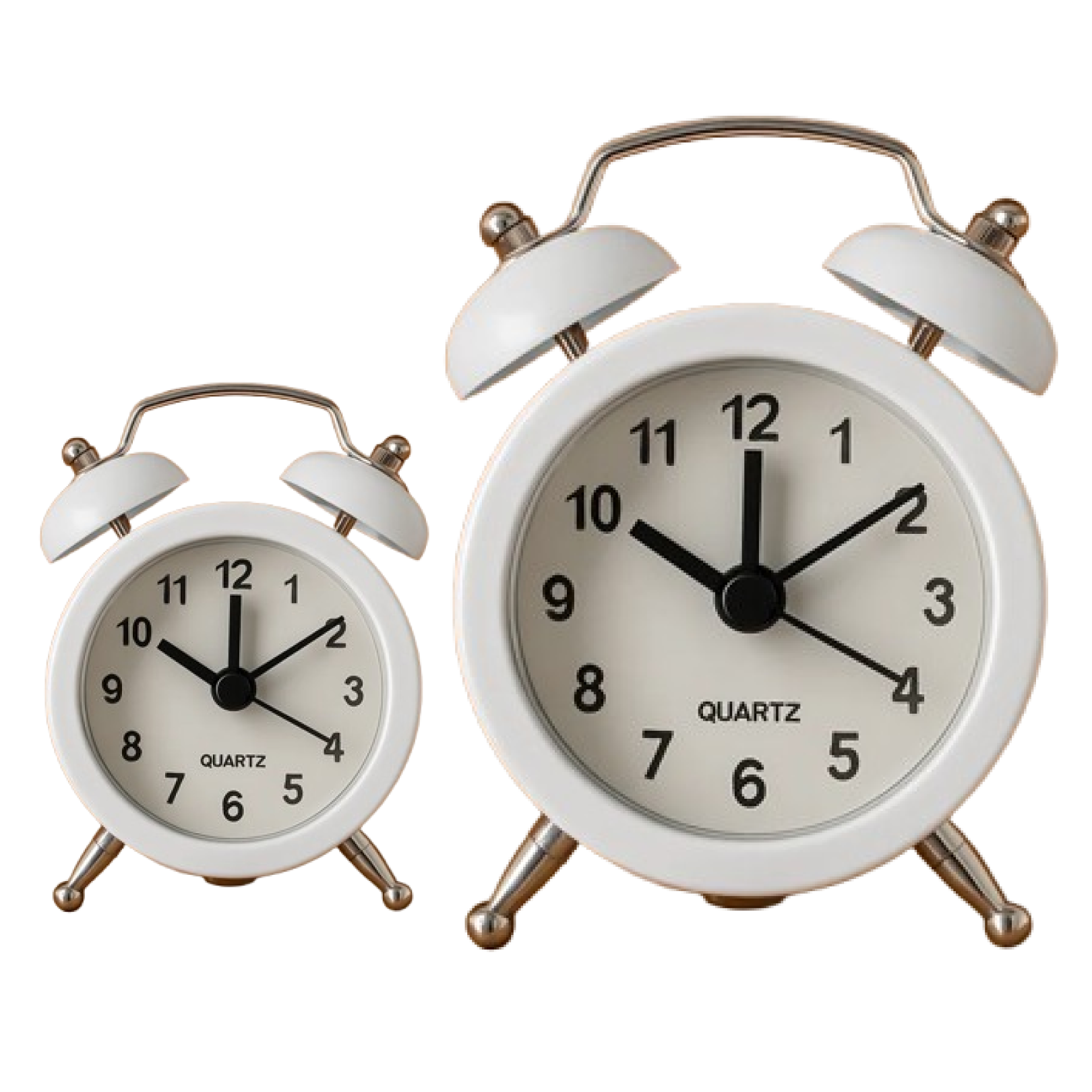 Twin-bell alarm clock on a study desk