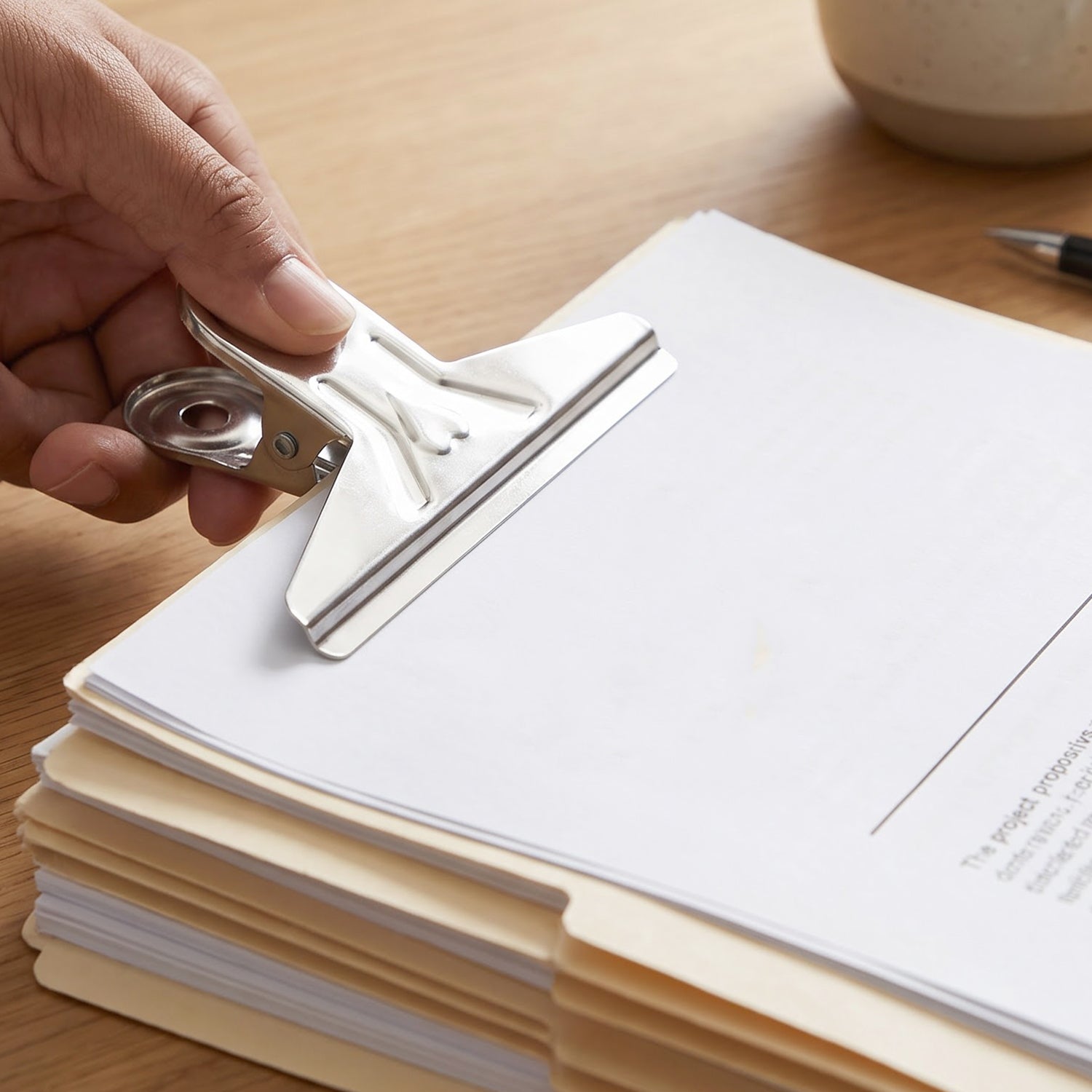Clip handles squeezed open