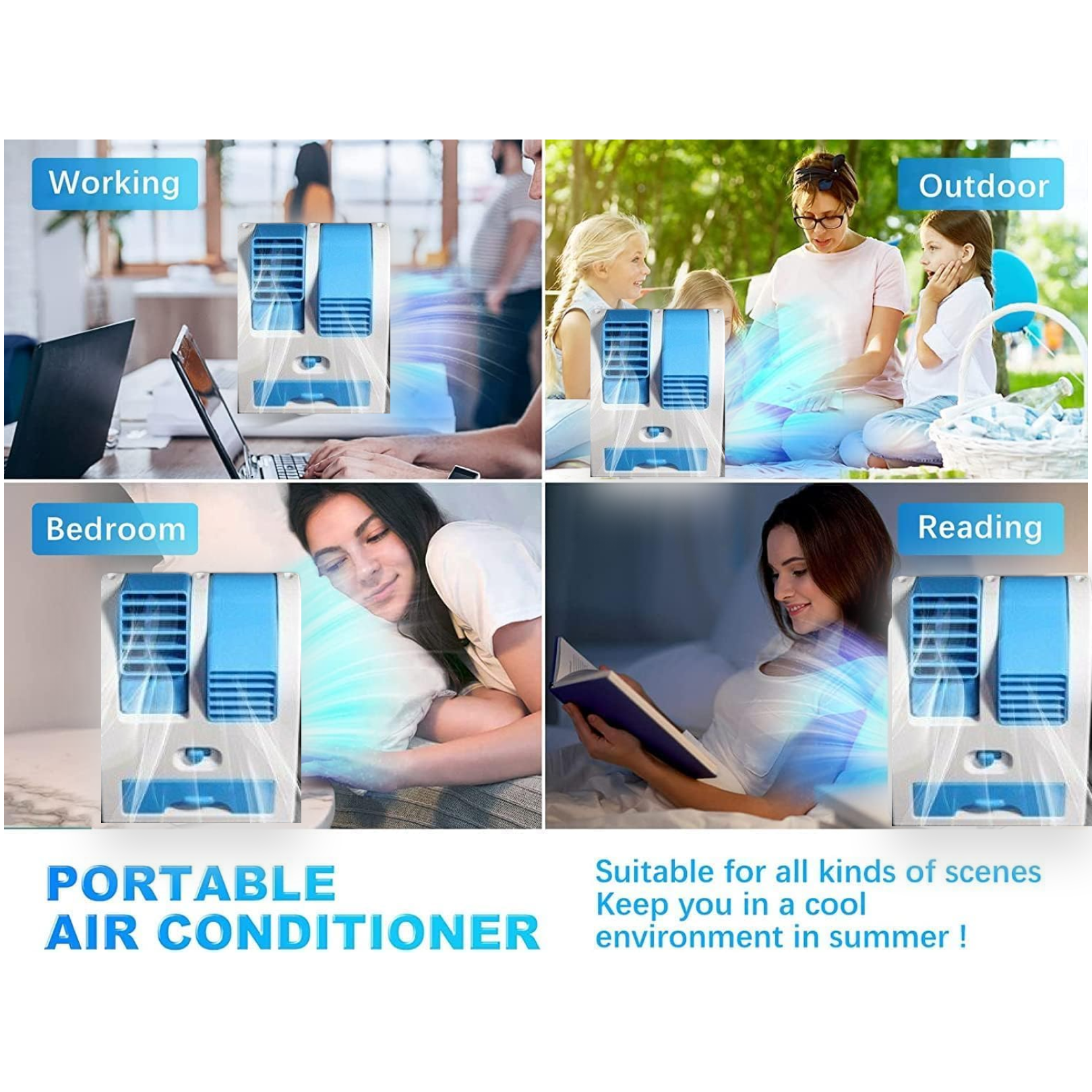 Dual Bladeless Mini Air Conditioner with USB Cooling & Fragrance