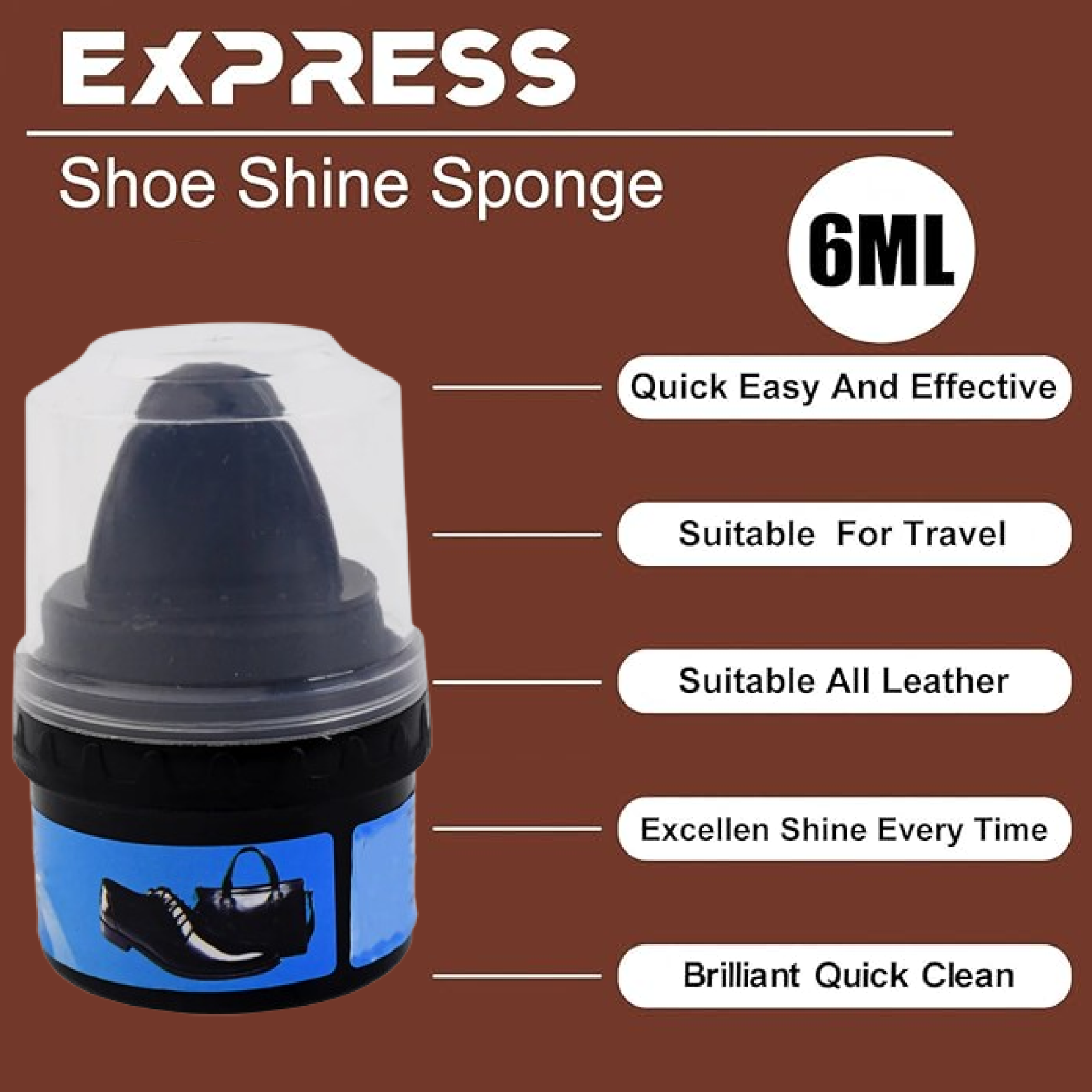 Foam applicator tip on shoe polish sponge
