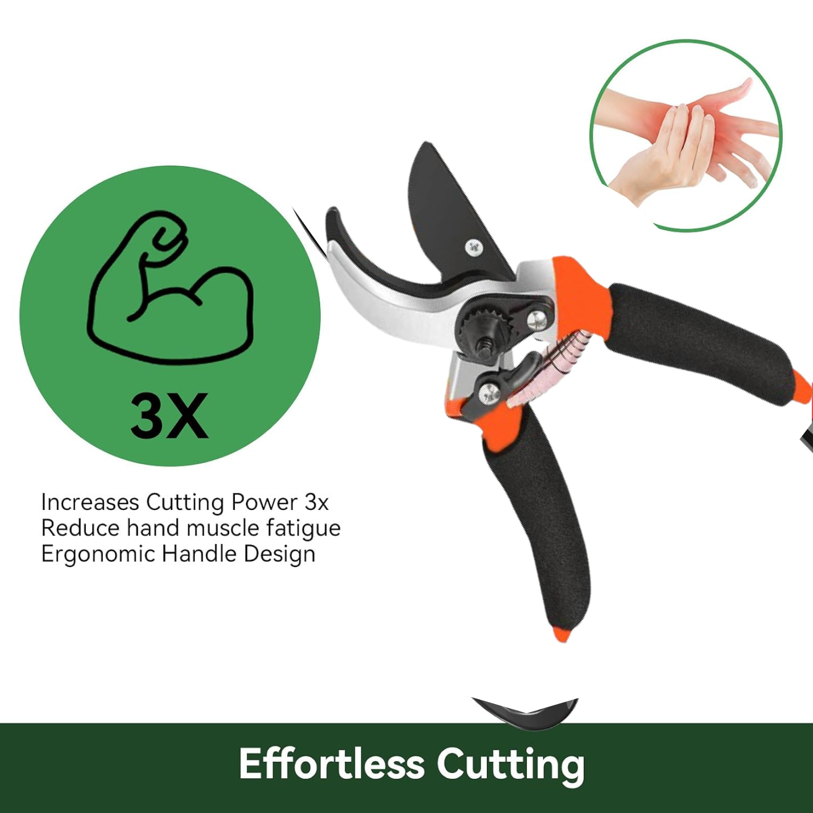 Diagram showing pruning shear parts and blade design