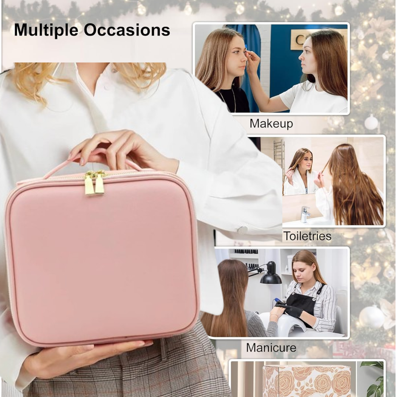Close-up of touch sensor LED mirror on makeup organizer