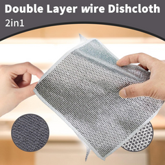 Microfiber cloth and stainless steel scrubber close-up