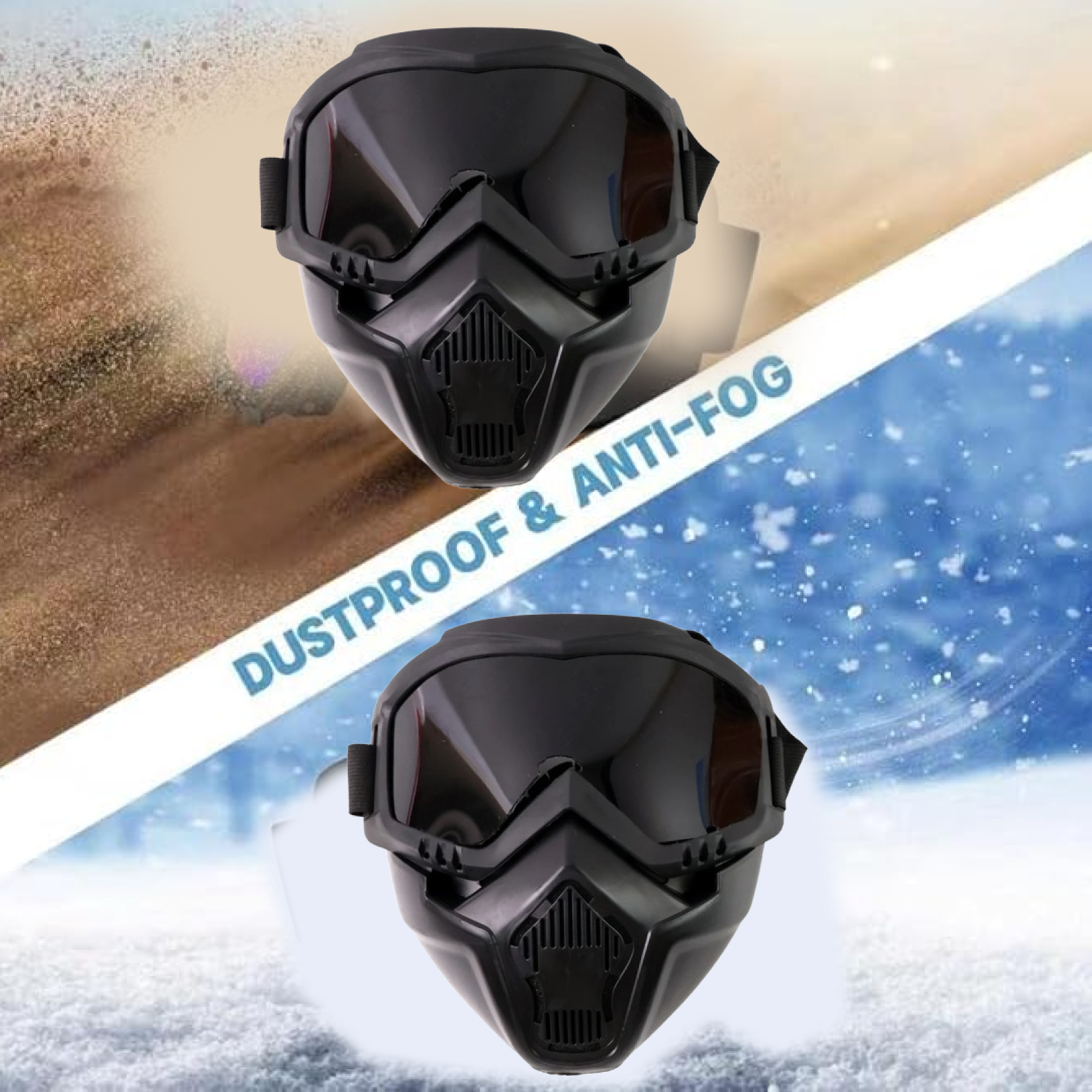 Close-up of motorcycle goggles mouth filter
