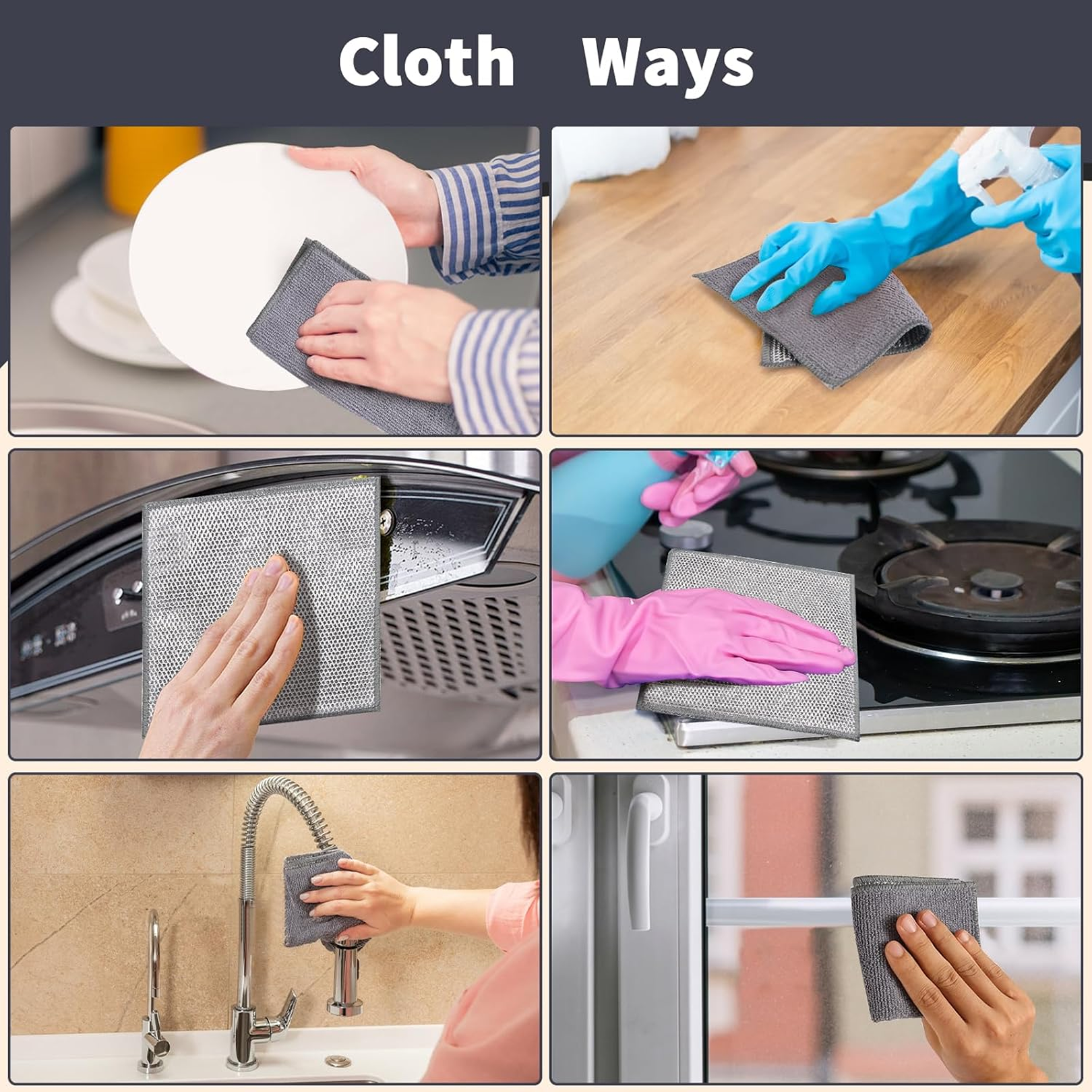 Multipurpose kitchen cleaning cloth and scrubber