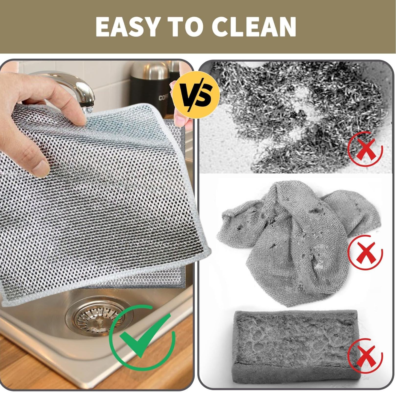 Durable stainless steel scrubber for kitchen use