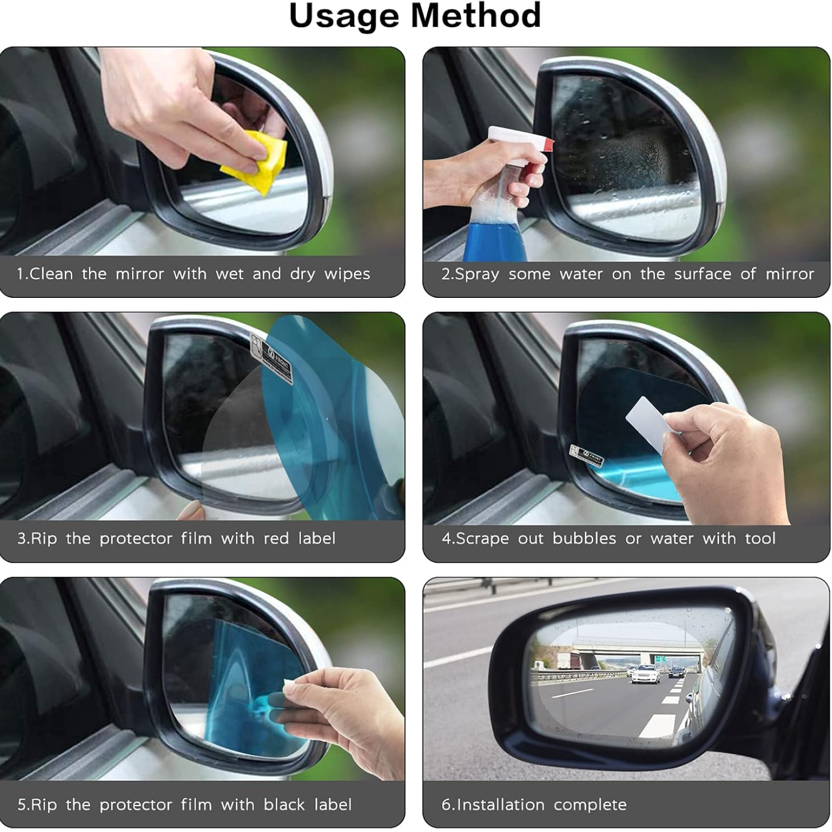 DeoDap Anti-Fog Anti-Scratch Rearview Mirror Film HD - packaging shot