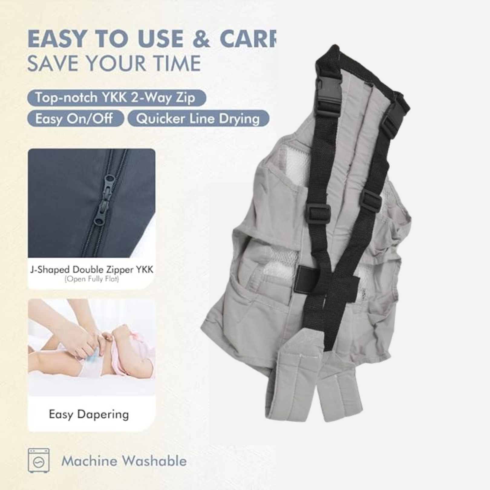 Close-up of baby carrier's breathable 3D honeycomb design