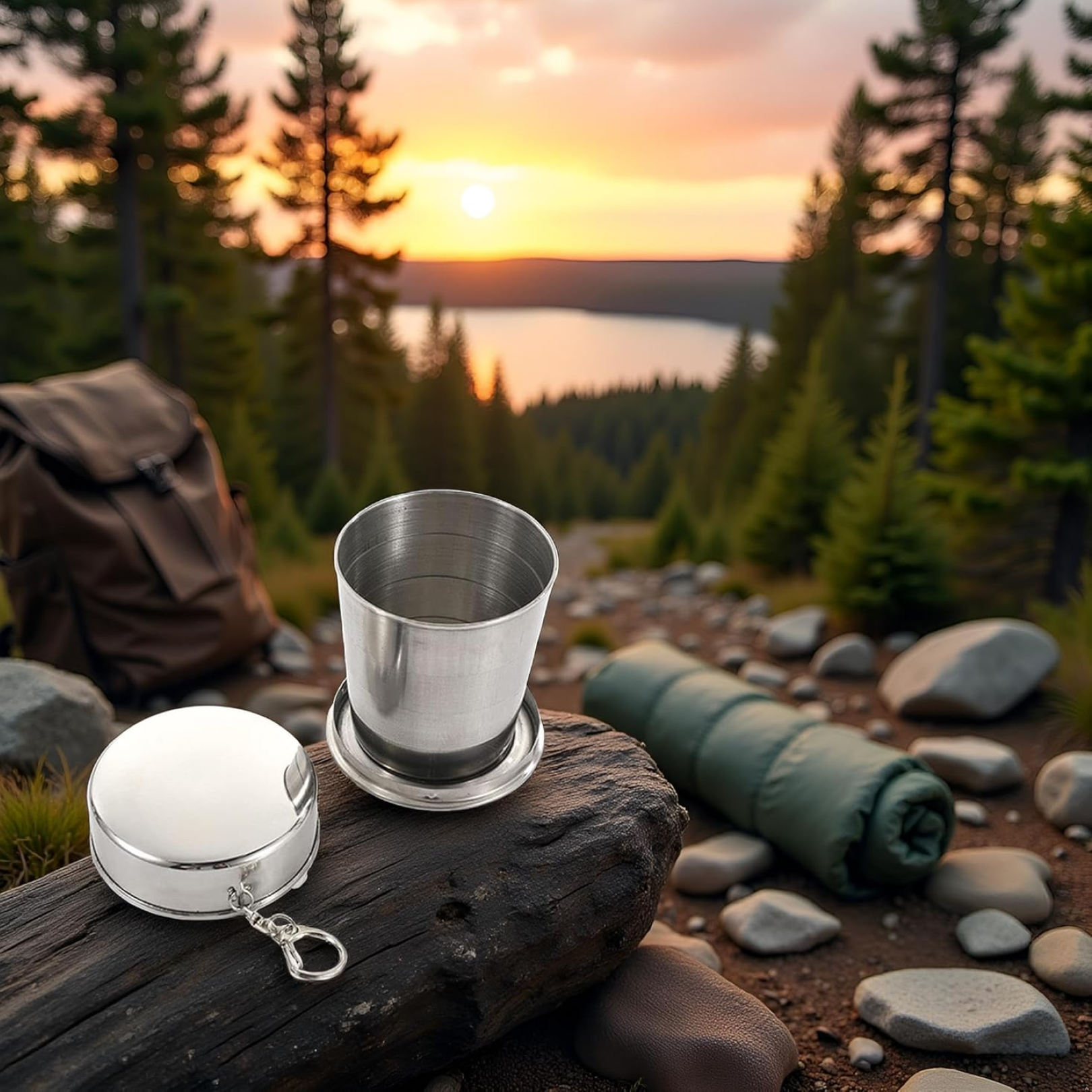 Outdoor camping folding cup used for hot beverage with lid