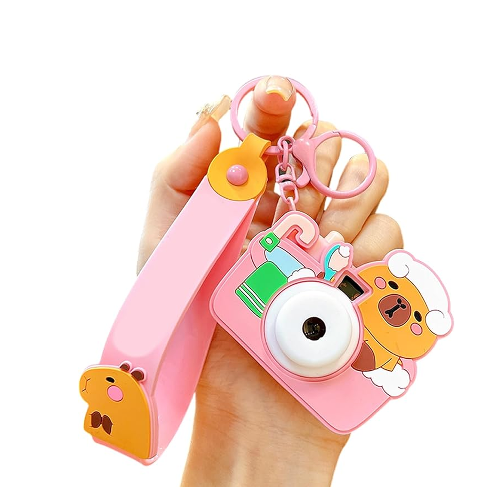 Projective camera keychain showing rainbow projection effect