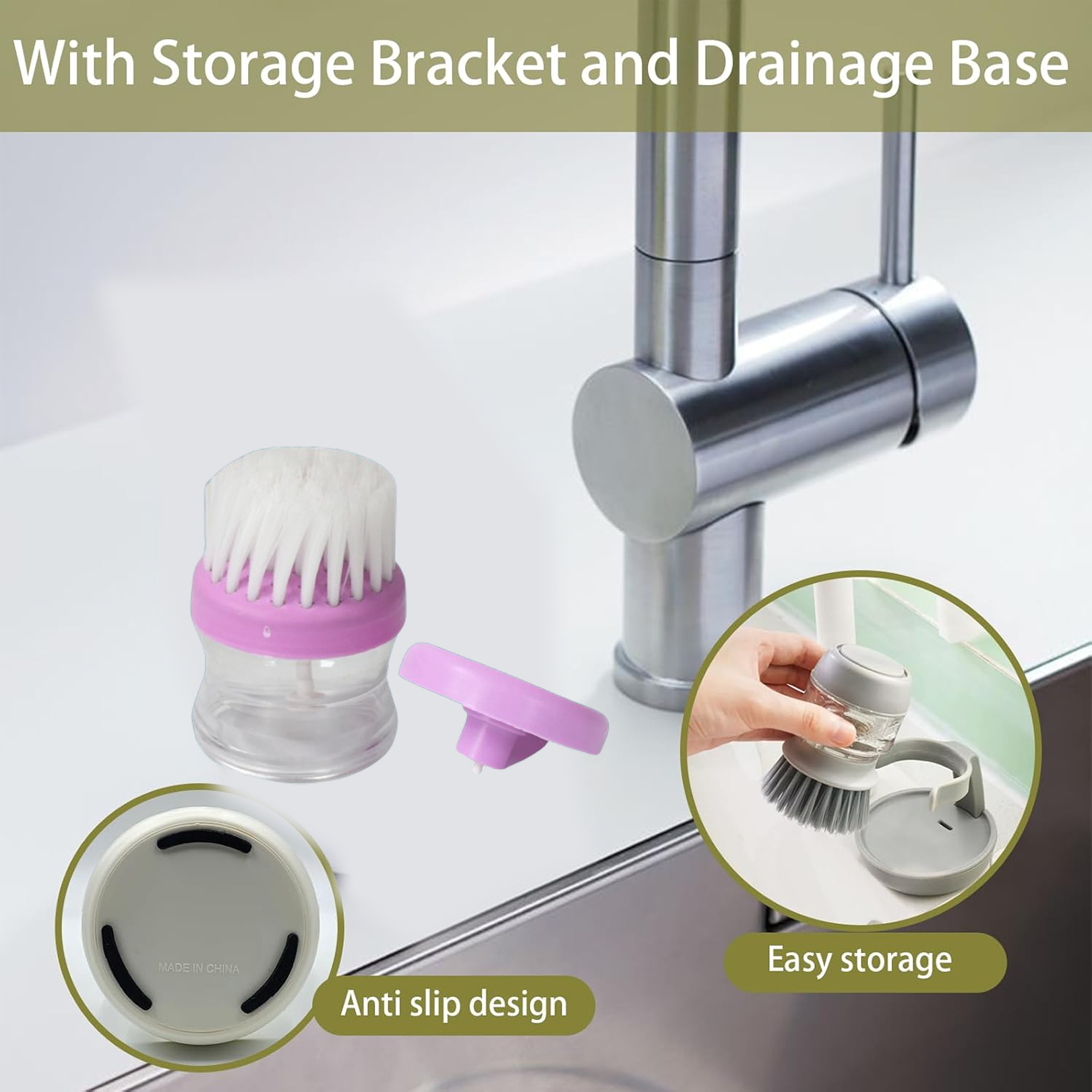 Refilling the liquid soap dispenser on the wash basin brush