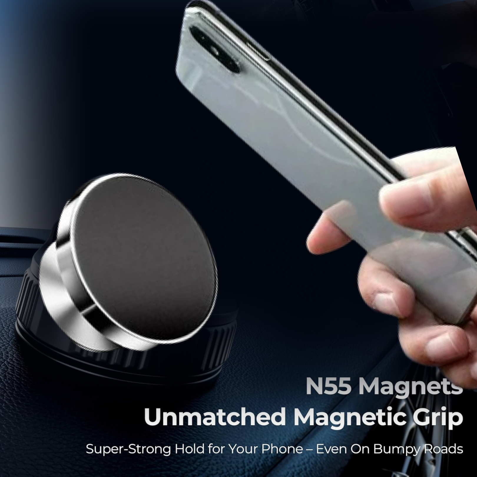 Magnetic phone holder with anti-slip silicone ring