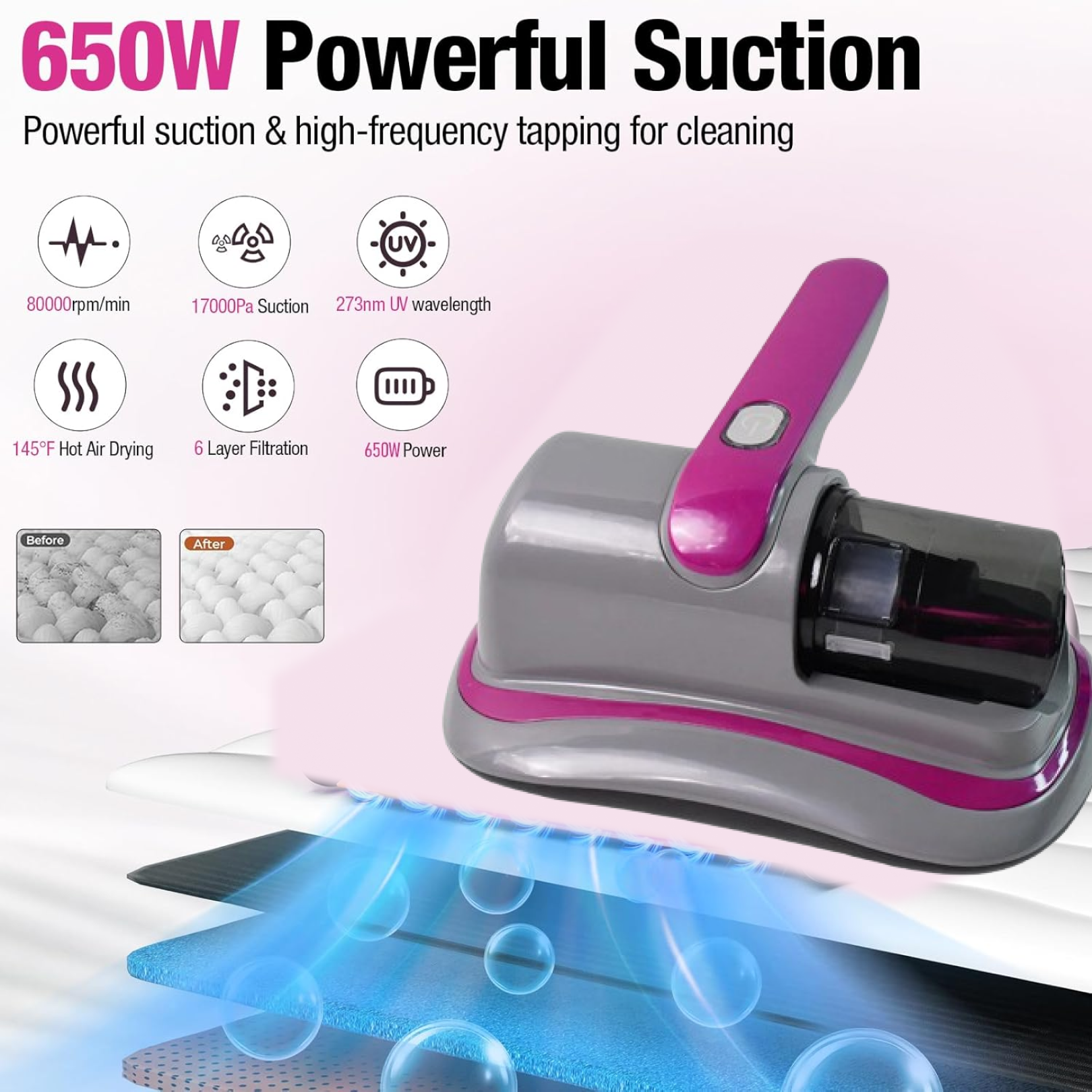 Cordless handheld vacuum cleaner motor close-up