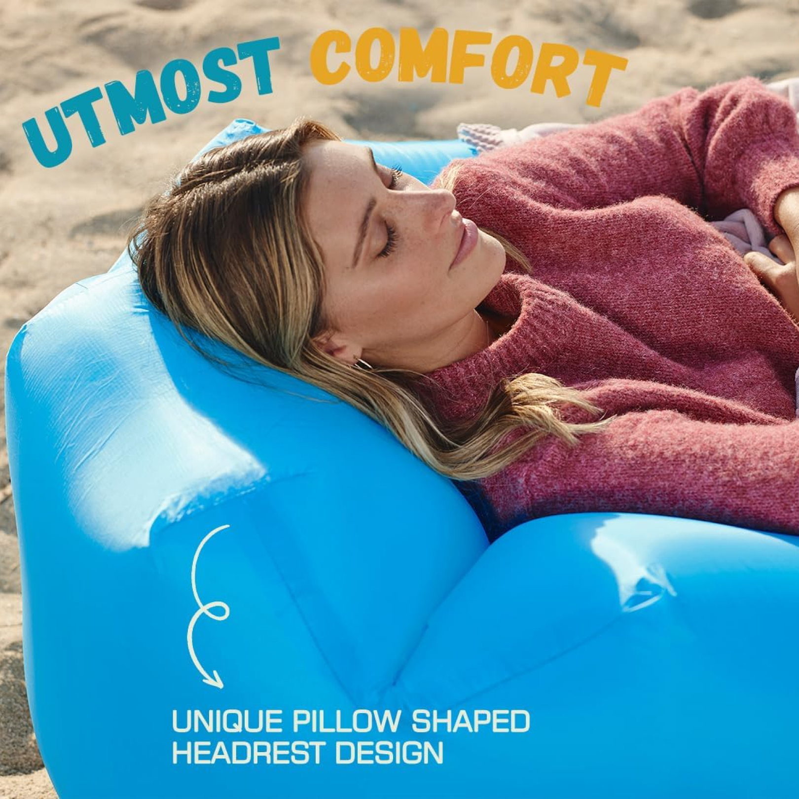 DeoDap Portable Camping Inflatable Lounger Sofa - size scale comparison
