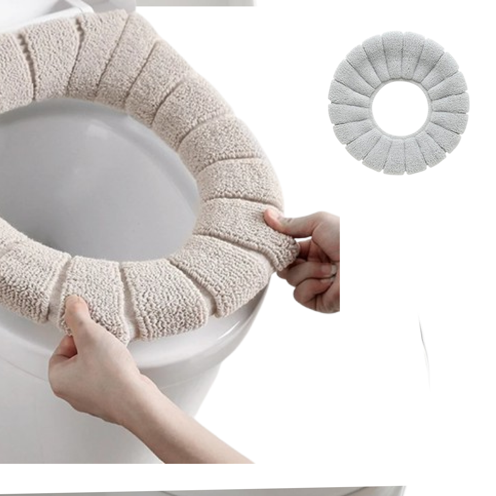 Comfortable & warm toilet seat cover in a modern bathroom