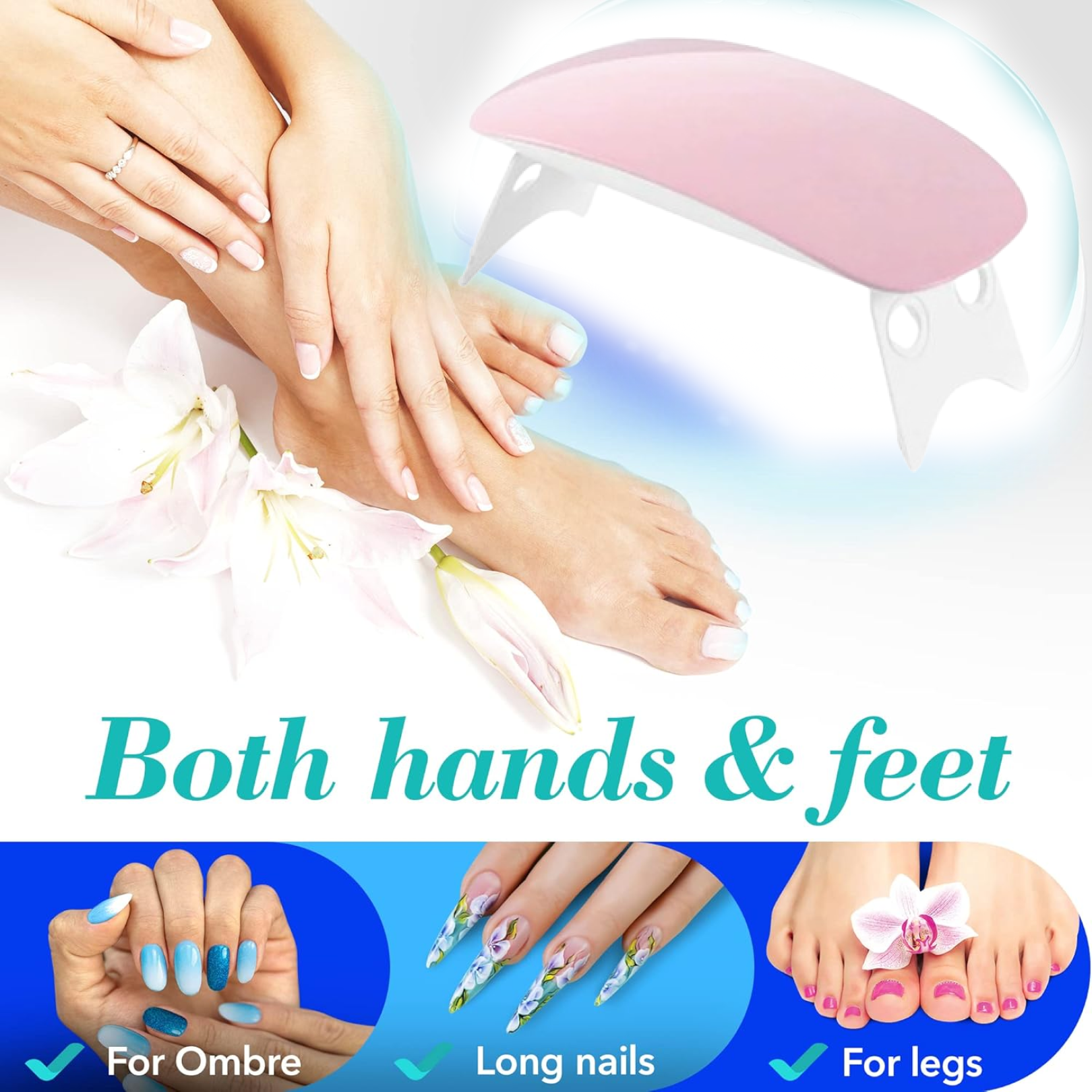 LED UV nail lamp with 45s & 60s timer settings