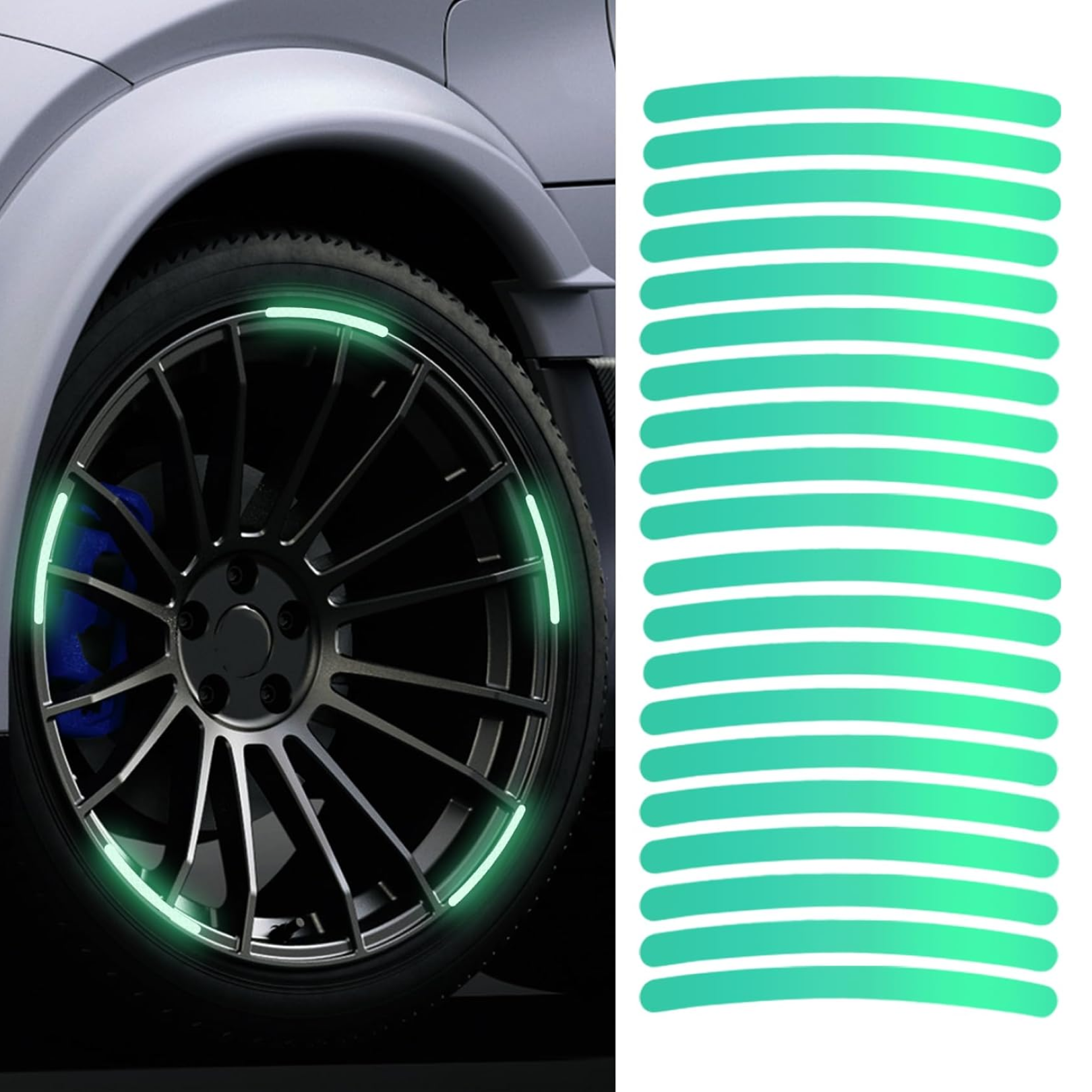 Reflective Car Wheel Stickers Multicolored Set