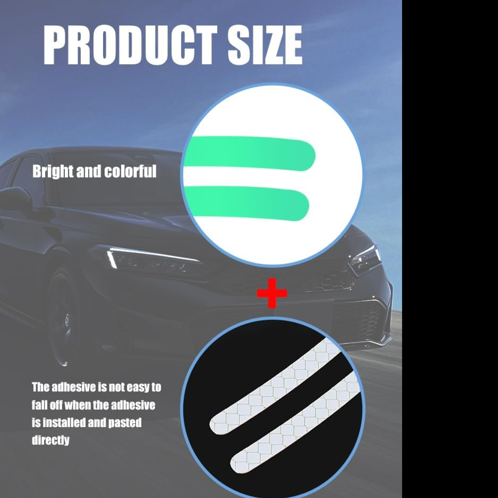 Close-up of Reflective Car Stickers on Wheel