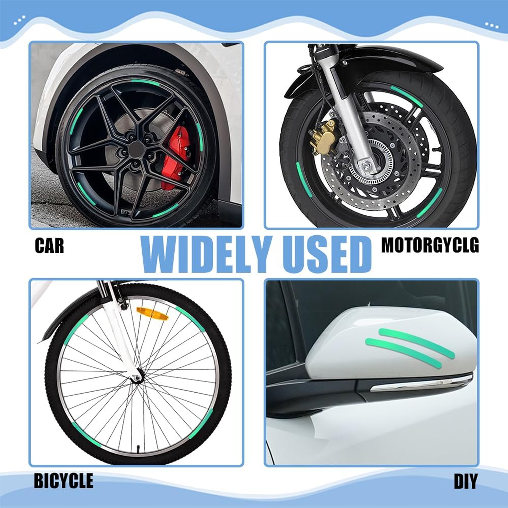 Night View of Reflective Car Wheel Stickers