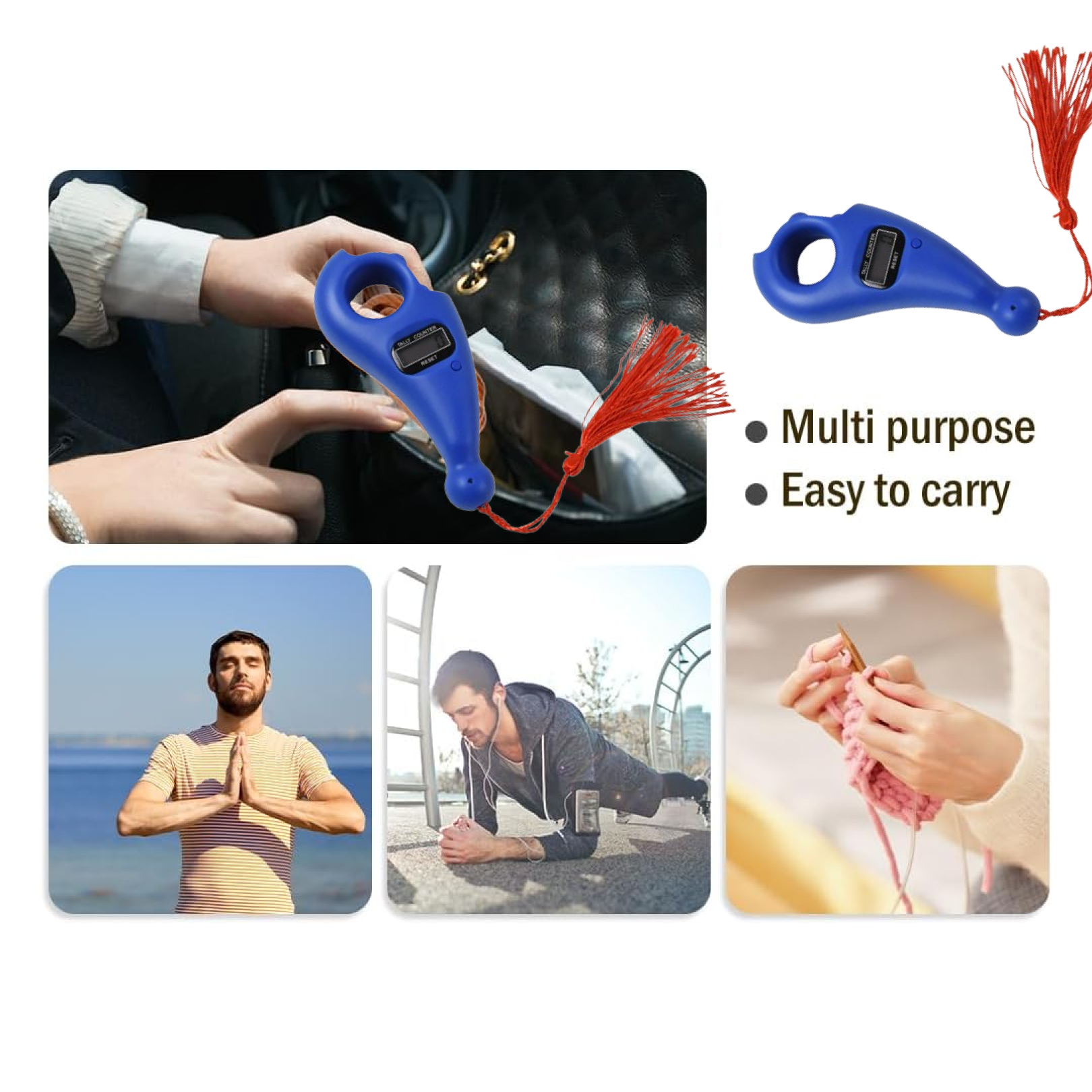 Digital Tasbih tally counter featuring finger ring and clicker