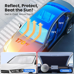 DeoDap Foldable Car Windshield Sunshade for Heat Protection - main product shot